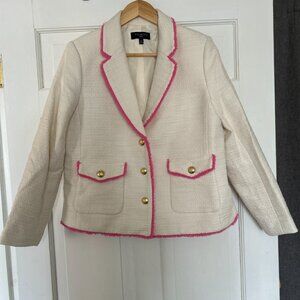 Preppy White and Pink Tweed Blazer